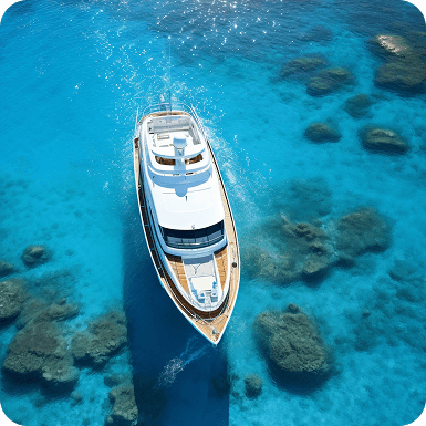 Yacht in ocean